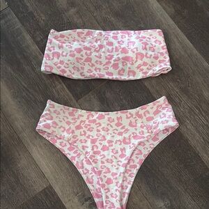 Pink Leopard Print Swim Set
